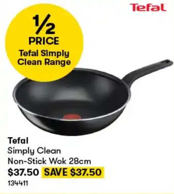 BIG W Tefal Simply Clean Non-Stick Wok 28cm offer