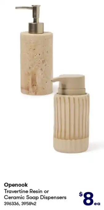 BIG W Openook Travertine Resin or Ceramic Soap Dispensers offer