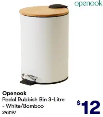 BIG W Openook Pedal Rubbish Bin 3-Litre - White/Bamboo offer