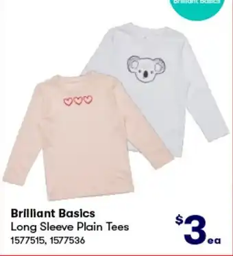 BIG W Brilliant Basics Long Sleeve Plain Tees offer