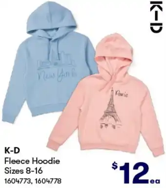 BIG W K-D Fleece Hoodie Sizes 8-16 offer