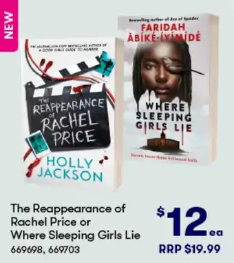 BIG W The Reappearance of Rachel Price or Where Sleeping Girls Lie offer