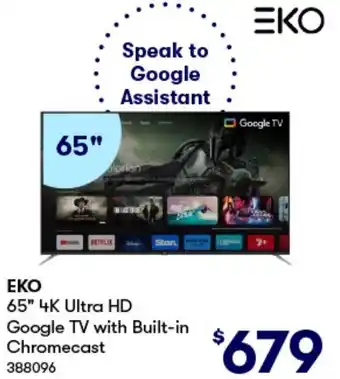 BIG W EKO 65" 4K Ultra HD Google TV with Built-in Chromecast offer