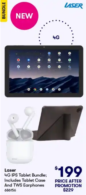 BIG W Laser 4G IPS Tablet Bundle; Includes Tablet Case And TWS Earphones offer