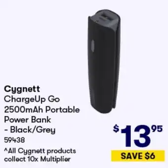 BIG W Cygnett ChargeUp Go 2500mAh Portable Power Bank Black/Grey offer
