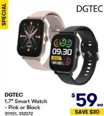 BIG W DGTEC 1.7" Smart Watch - Pink or Black offer
