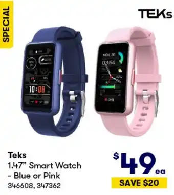 BIG W Teks 1.47" Smart Watch - Blue or Pink offer