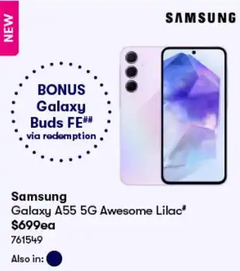 BIG W Samsung Galaxy A55 5G Awesome Lilac offer