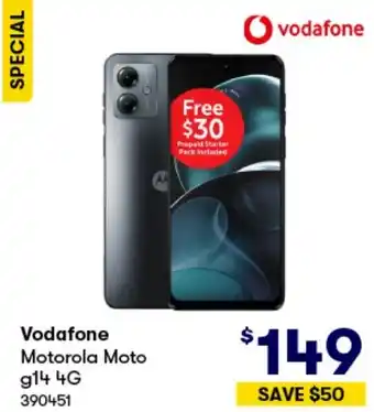 BIG W Vodafone Motorola Moto g14 4G offer