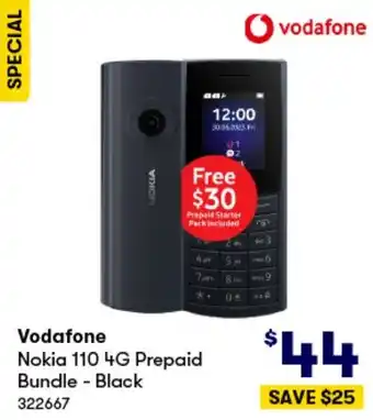 BIG W Vodafone Nokia 110 4G Prepaid Bundle - Black offer