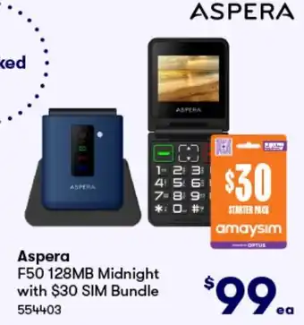 BIG W Aspera F50 128MB Midnight with $30 SIM Bundle offer
