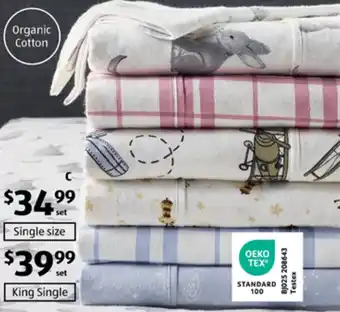 ALDI Organic Cotton Flannelette Fitted Sheet Set - King Size offer