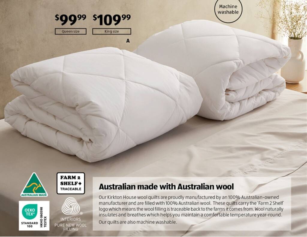 Australian Wool Quilt King Size offer at ALDI