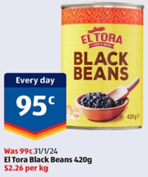 El Tora Black Beans 420g offer at ALDI