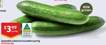 ALDI Australian Lebanese Cucumbers offer