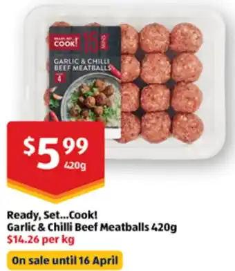 ALDI Garlic & Chilli Beef Meatballs 420g offer
