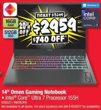 JB Hi-Fi 14" Omen Gaming Notebook offer
