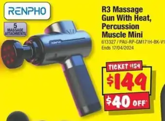 JB Hi-Fi RENPHO R3 Massage Gun With Heat, Percussion Muscle Mini offer