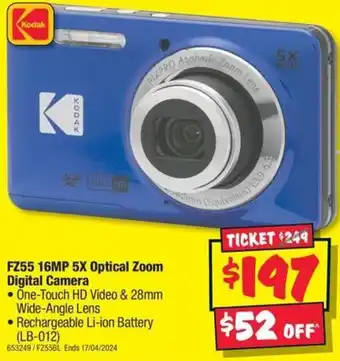 JB Hi-Fi Kodak FZ55 16MP 5X Optical Zoom Digital Camera offer