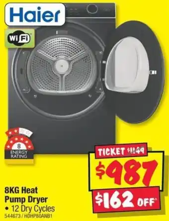 JB Hi-Fi Haier 8KG Heat Pump Dryer offer
