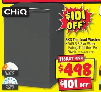JB Hi-Fi CHIQ 8KG Top Load Washer offer