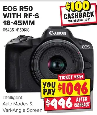 JB Hi-Fi EOS R50 WITH RF-S 18-45MM offer