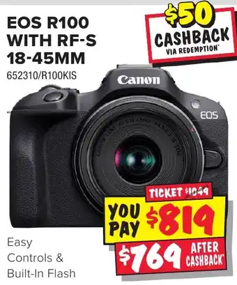 JB Hi-Fi Canon EOS R100 WITH RF-S 18-45MM offer