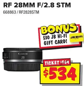 JB Hi-Fi Canon RF 28MM F/2.8 STM offer