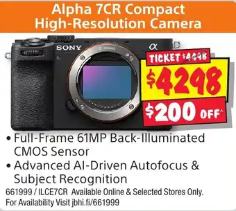 JB Hi-Fi Alpha 7CR Compact High-Resolution Camera offer
