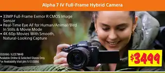 JB Hi-Fi Alpha 7 IV Full-Frame Hybrid Camera offer