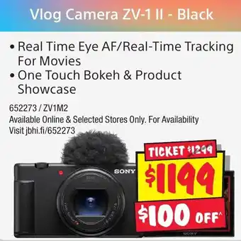 JB Hi-Fi Vlog Camera ZV-1 II - Black offer