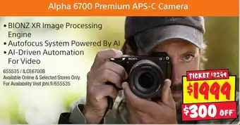 JB Hi-Fi Alpha 6700 Premium APS-C Camera offer