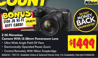 JB Hi-Fi Nikon Z 30 Mirrorless Camera With 12-28mm Powerzoom Lens offer