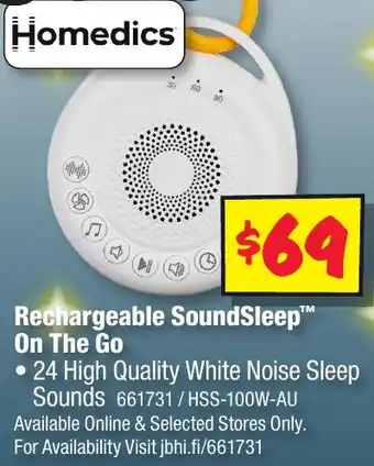 JB Hi-Fi Rechargeable SoundSleep On The Go offer