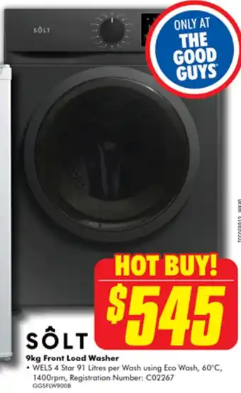 The Good Guys SOLT 9kg Front Load Washer offer
