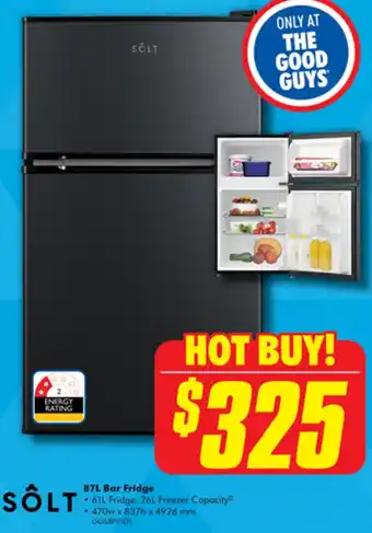 The Good Guys SOLT 87L Bar Fridge offer