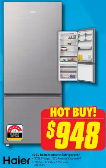 The Good Guys Haier 433L Bottom Mount Refrigerator offer