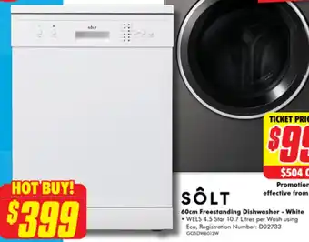 The Good Guys SOLT 60cm Freestanding Dishwasher - White offer