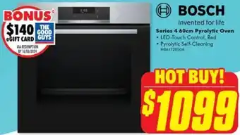 The Good Guys BOSCH Series 4 60cm Pyrolytic Oven offer