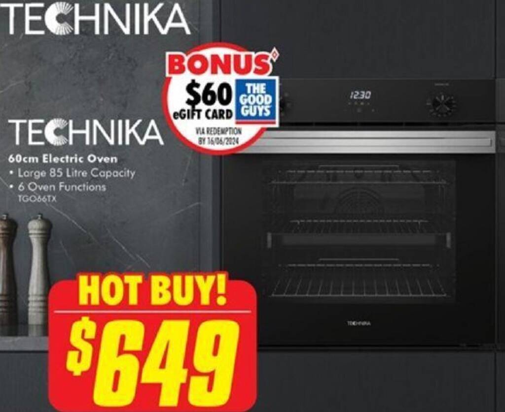 TECHNIKA 60cm Electric Oven offer at The Good Guys