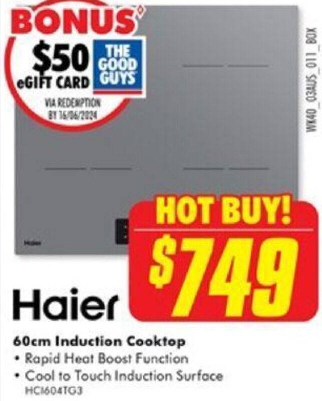 Haier 60cm Induction Cooktop offer at The Good Guys