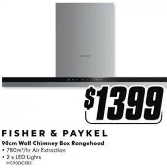 The Good Guys FISHER & PAYKEL 90cm Wall Chimney Box Rangehood offer