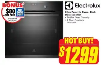 The Good Guys Electrolux 60cm Pyrolytic Oven - Dark Stainless Steel offer