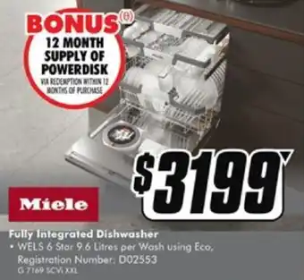 The Good Guys Miele Fully Integrated Dishwasher offer