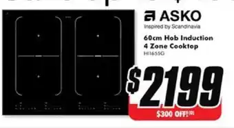 The Good Guys ASKO 60cm Hob Induction 4 Zone Cooktop offer