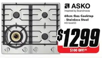 The Good Guys ASKO 60cm Gas Cooktop - Stainless Steel offer