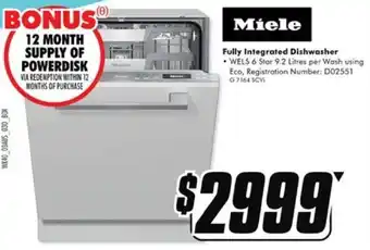 The Good Guys Miele Fully Integrated Dishwasher offer