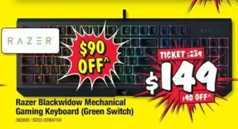 JB Hi-Fi Razer Blackwidow Mechanical Gaming Keyboard (Green Switch) offer