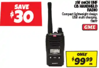 Autobarn 2W 80CH UHF CB HANDHELD RADIO offer