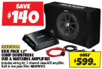 Autobarn KICK PACK 12" COMP DOWNFRIC SUB & MATCHING AMPLIFIER offer